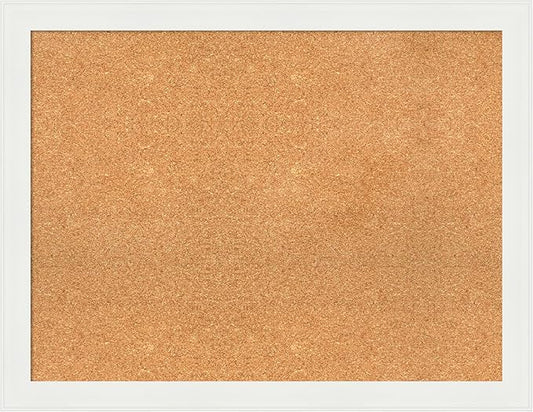 Amanti Art Natural Cork Board for Wall, 27x35 Vision Board with White Frame, Large Corkboard Office Decor for Home Organization, Casual Corkboard Pinboard to Display Items for Home Organization in-DeskLoop Office