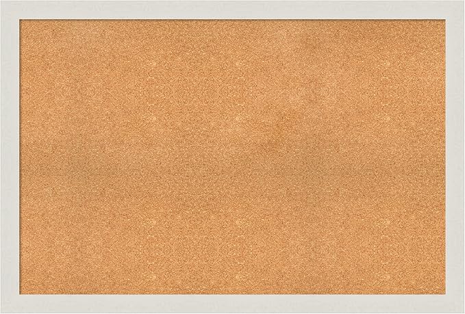 Amanti Art Natural Cork Board for Wall, 33x49 Vision Board with White Frame, Oversize Corkboard Office Decor for Home Organization, Country Rustic Corkboard Pinboard to Display Items for Home-DeskLoop Office
