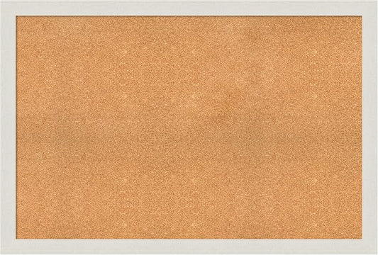 Amanti Art Natural Cork Board for Wall, 33x49 Vision Board with White Frame, Oversize Corkboard Office Decor for Home Organization, Country Rustic Corkboard Pinboard to Display Items for Home-DeskLoop Office