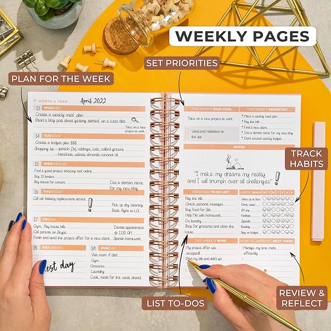 Clever Fox Planner 2nd Edition Spiral – Colorful Weekly & Monthly Goal Planner, Time Management & Productivity Organizer, Undated (Rose Gold)-DeskLoop Office