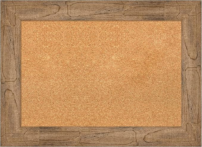 Amanti Art Natural Cork Board for Wall, 22x30 Vision Board with Brown Wood Frame, Medium Corkboard Office Decor for Home Organization, Country Rustic Corkboard Pinboard to Display Items for Home-DeskLoop Office