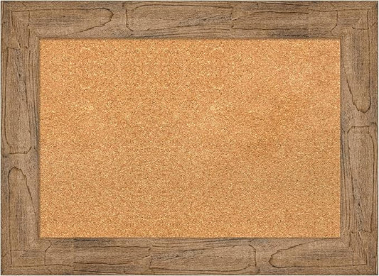 Amanti Art Natural Cork Board for Wall, 22x30 Vision Board with Brown Wood Frame, Medium Corkboard Office Decor for Home Organization, Country Rustic Corkboard Pinboard to Display Items for Home-DeskLoop Office