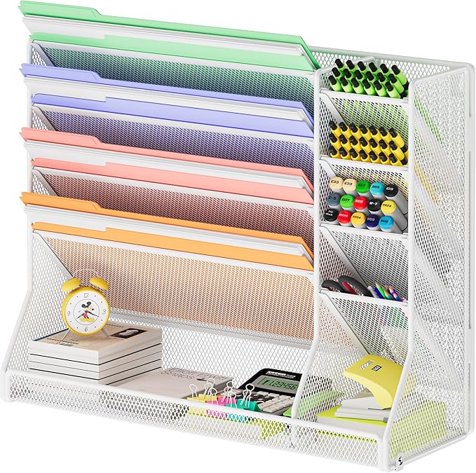 Jakyitvi Adjustable 5 Tiers Wall File Organizer Metal Hanging Holder White | 5 by Jakyitvi