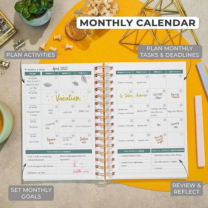 Clever Fox Planner 2nd Edition Spiral – Colorful Weekly & Monthly Goal Planner, Time Management & Productivity Organizer, Undated (White)-DeskLoop Office