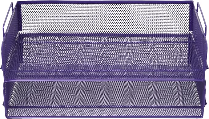 EASEPRES 2 Pack Stackable Desk Paper Tray, Metal Mesh Desktop Document Letter - Image 2