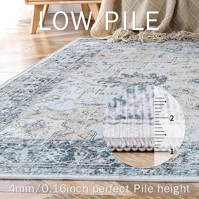 GENIMO Runner Rug 2'6"x12, Non Slip Vintage Hallway Runner Rugs, Low Pile - Image 4