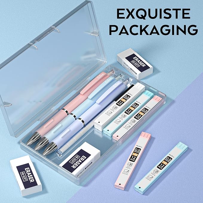 Nicpro 3PCS Pastel Mechanical Pencil Set, 0.5 Mechanical Pencils - Image 8