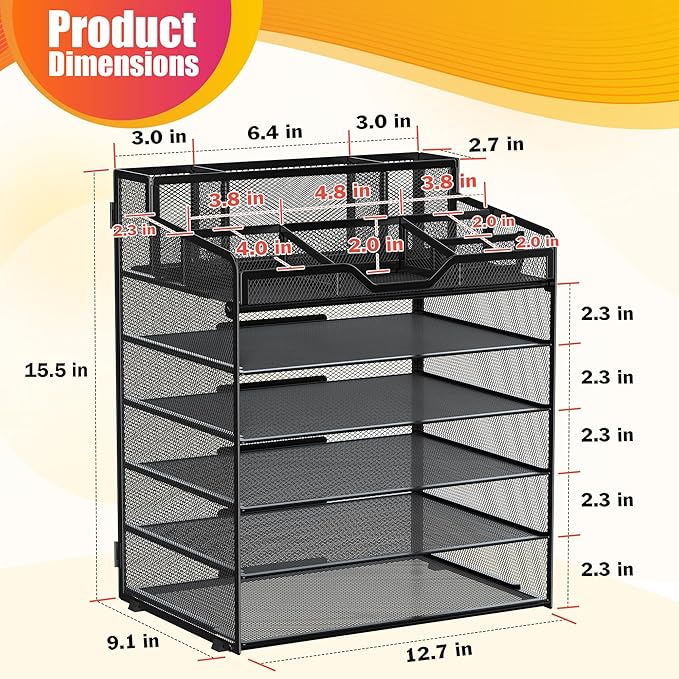 Docnest 6 Tier Mesh Desk Organizer - Image 3