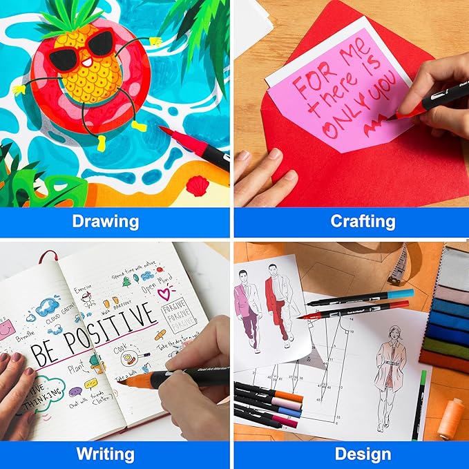 120 Colors Dual Brush Marker Pens, Art Markers with Fine and Brush Tip Coloring Markers for Adults, Marker for Journaling Calligraphy Drawing Sketching Doodling Illustrating-DeskLoop Office