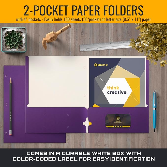 Better Office Products Two Pocket Portfolio Folders, Letter Size Paper Folders - Image 3