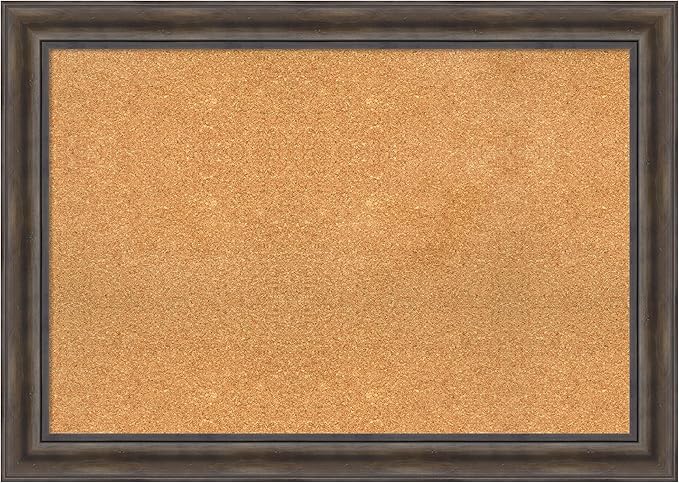 Amanti Art Natural Cork Board for Wall, 29x41 Vision Board with Brown Wood Frame, Large Corkboard Office Decor for Home Organization, Rustic Farmhouse Corkboard Pinboard to display items for home-DeskLoop Office