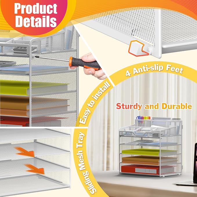Docnest 5 Tier Mesh Desk Organizer - Image 4