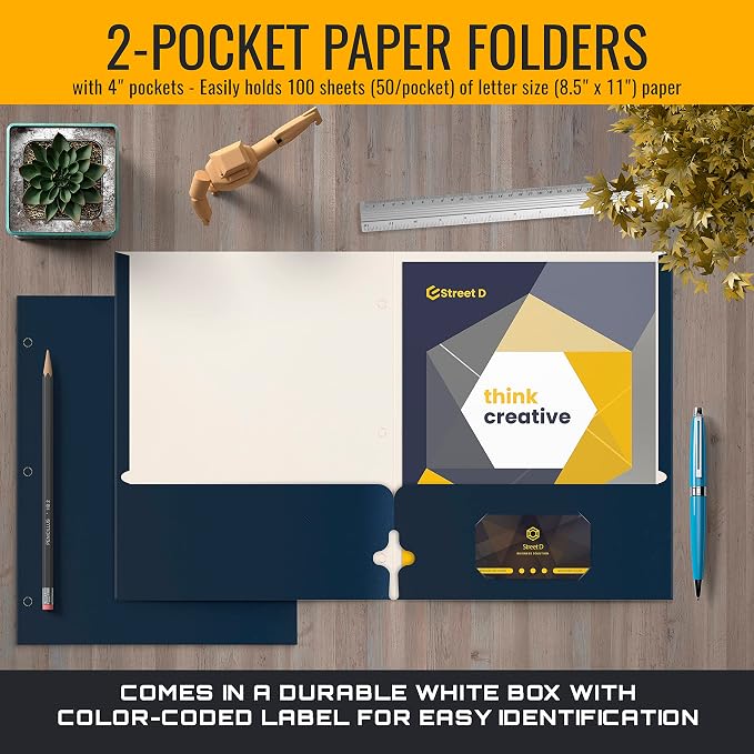 Better Office Products Two Pocket Portfolio Folders, Letter Size Paper Folders - Image 2