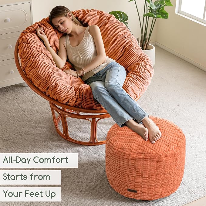 HIGOGOGO Pouf Ottoman Stuffed Round Modern Foam Filled Foot Rest Poufs - Image 4