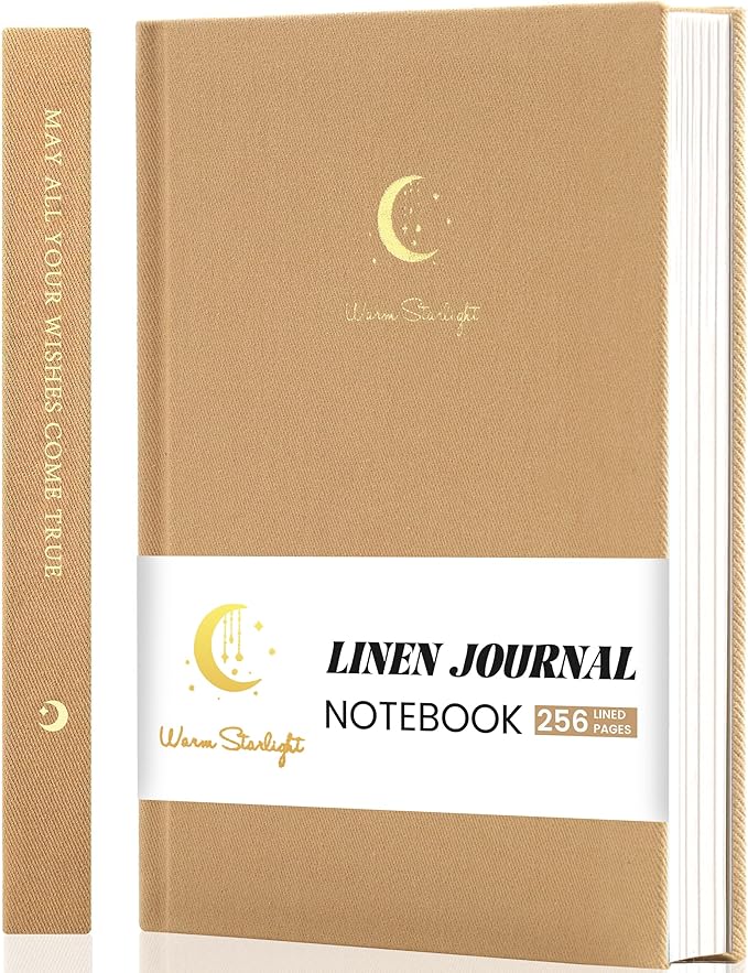 CAGIE Journal for Women Fabric Journal Notebook with 256 Pages 120 GSM Journals for Writing with Gift Box, 5.7x8.3 In, Brown-DeskLoop Office