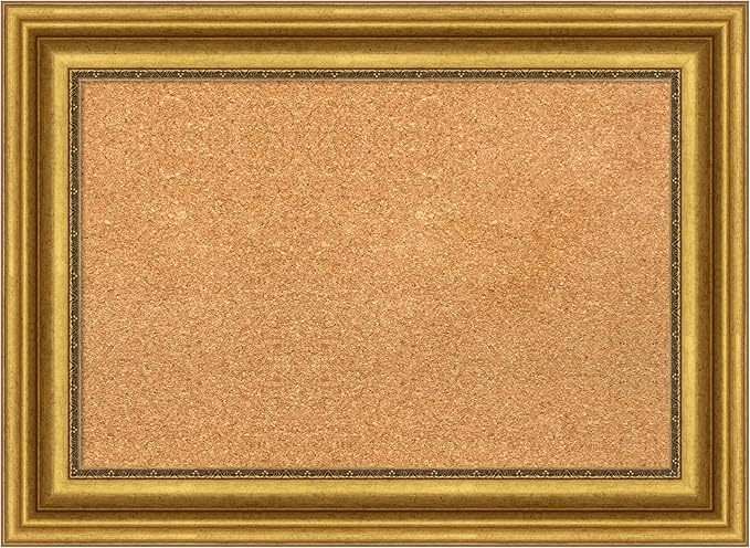Amanti Art Natural Cork Board for Wall, 22x30 Vision Board with Gold Frame, Medium Corkboard Office Decor for Home Organization, Traditional Corkboard Pinboard to display items for home organization-DeskLoop Office