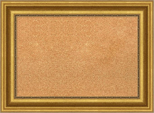 Amanti Art Natural Cork Board for Wall, 22x30 Vision Board with Gold Frame, Medium Corkboard Office Decor for Home Organization, Traditional Corkboard Pinboard to display items for home organization-DeskLoop Office