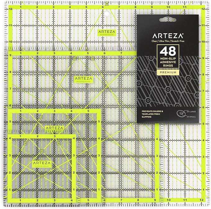 ARTEZA Quilting Rulers Set of 4, Acrylic Square Quilting Rulers by ARTEZA