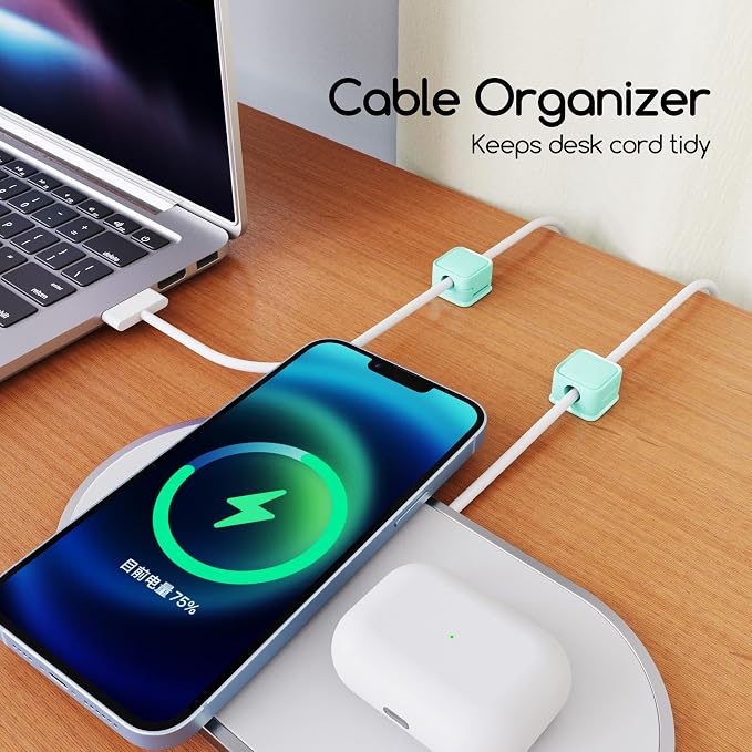 Cord Organizer Holder, 6 Pack Magnetic Desk Cable Clips Management, Hide Phone - Image 2