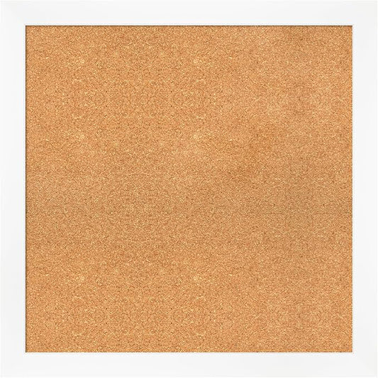 Amanti Art Natural Cork Board for Wall, 29x29 Vision Board with White Frame, Large Corkboard Office Decor for Home Organization, Modern Corkboard Pinboard to Display Items for Home Organization in-DeskLoop Office