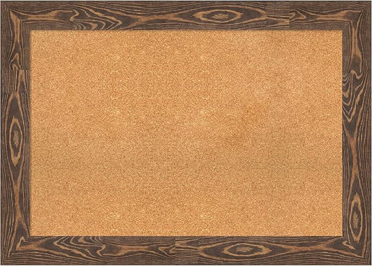 Amanti Art Natural Cork Board for Wall, 30x42 Vision Board with Brown Wood Frame, Large Corkboard Office Decor for Home Organization, Rustic Farmhouse Corkboard Pinboard to display items for home-DeskLoop Office