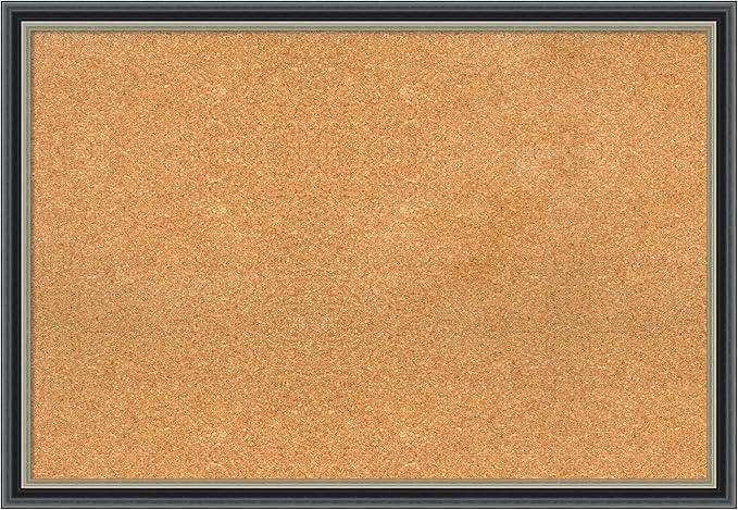 Amanti Art Natural Cork Board for Wall, 27x39 Vision Board with Black Wood Frame, Large Corkboard Office Decor for Home Organization, Modern Contemporary Corkboard Pinboard to display items for home-DeskLoop Office