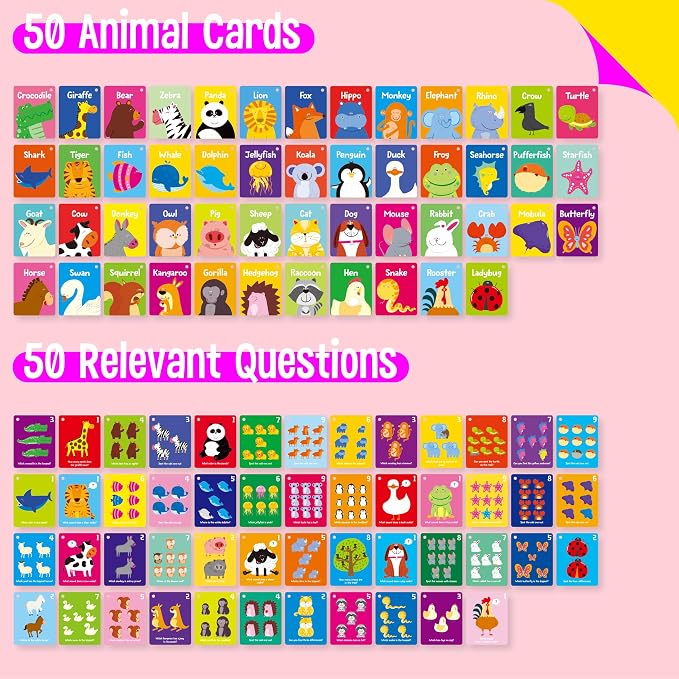 Animal Flashcards, 50 Double-Sided Cards, Wild/Farm/Marine Animal Cards - Image 4