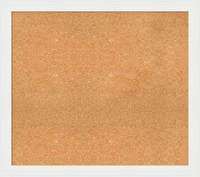 Amanti Art Natural Cork Board for Wall, 31x35 Vision Board with White Frame, Large Corkboard Office Decor for Home Organization, Casual Corkboard Pinboard to Display Items for Home Organization in-DeskLoop Office