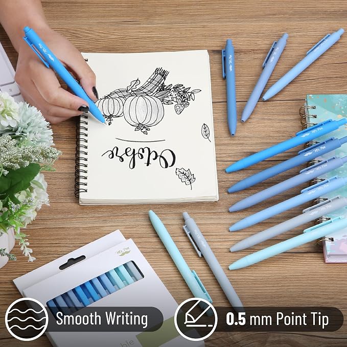 Mr. Pen- Retractable Gel Pens, 12 Pack, Sky Blue Barrel | Fine Point 0.5mm - Image 3