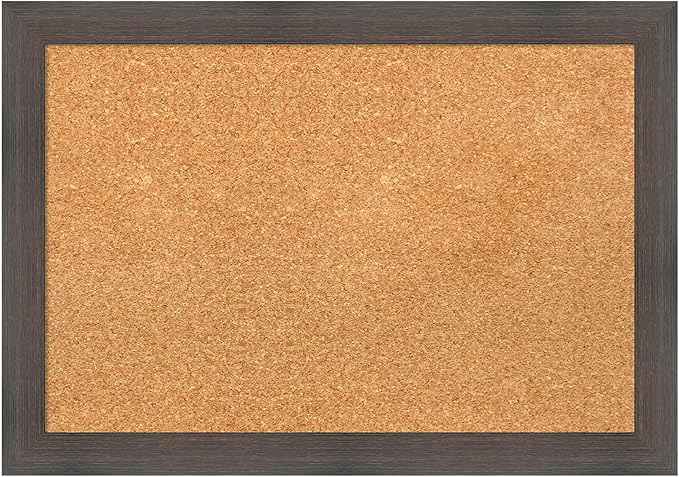 Amanti Art Natural Cork Board for Wall, 19x27 Vision Board with Brown Wood Frame, Medium Corkboard Office Decor for Home Organization, Rustic Farmhouse Corkboard Pinboard to display items for home-DeskLoop Office