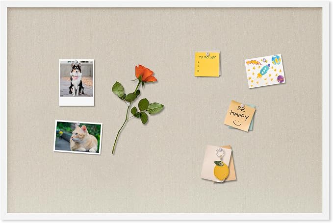 DAHAPYBOO Cork Board with Linen White, Bulletin Board 36"x24" | Hanging by DAHAPYBOO