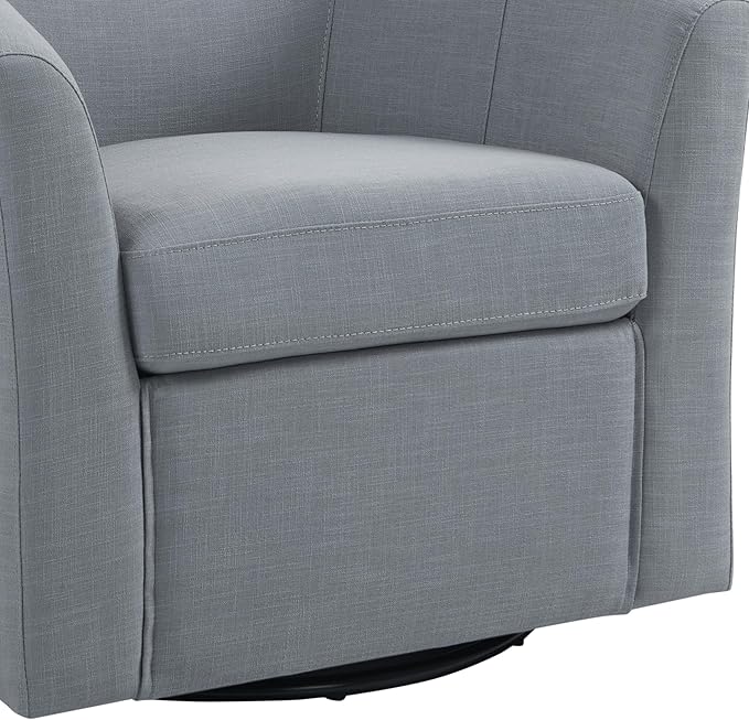 UIXE 360° Swivel Barrel Accent Chairs Set of 2, Modern Round Arm Chair Upholstered Club Armchair, Single Sofa Seating in Fabric for Living Room, Bedroom (Pebble Grey)-DeskLoop Office