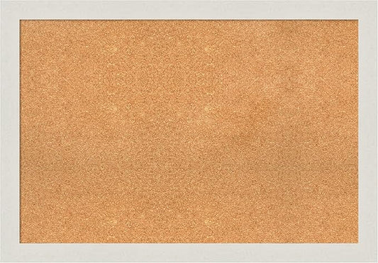 Amanti Art Natural Cork Board for Wall, 27x39 Vision Board with White Frame, Large Corkboard Office Decor for Home Organization, Country Rustic Corkboard Pinboard to Display Items for Home-DeskLoop Office