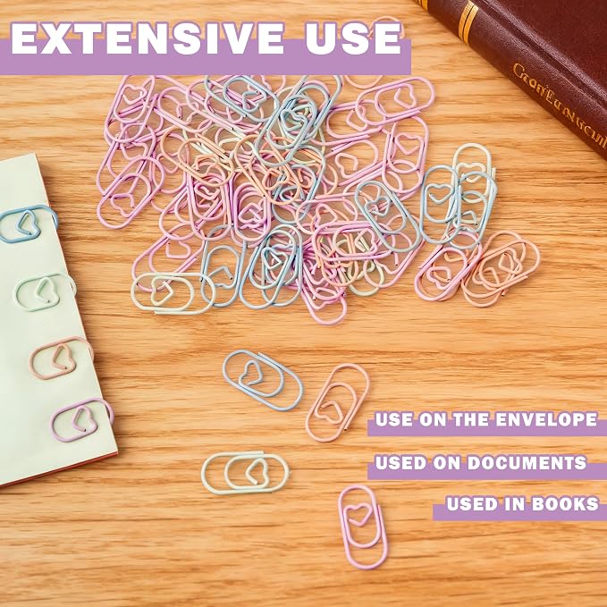 100 Pcs Heart Paper Clips, Colorful Decorative Paperclips - Image 5
