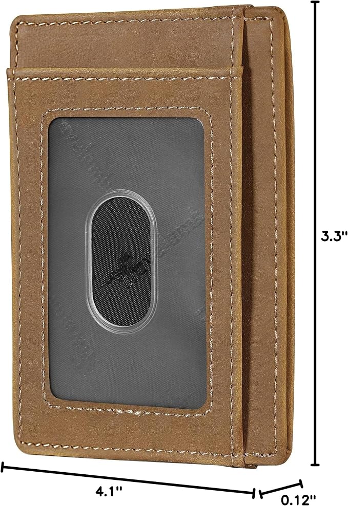Travelambo Slim Wallet Front Pocket Minimalist Leather RFID Blocking Medium Size - Image 10