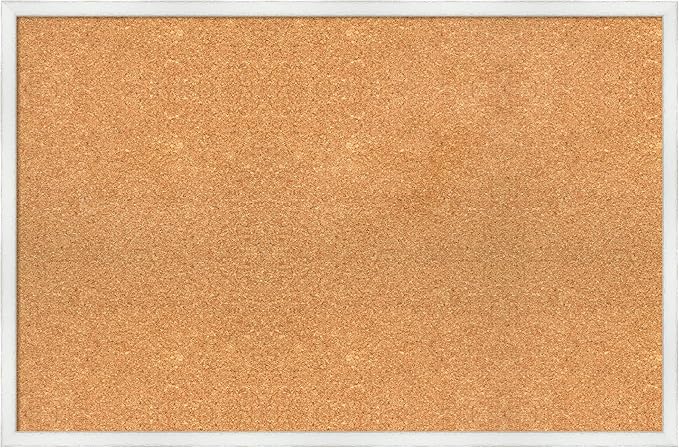 Amanti Art Natural Cork Board for Wall, 23x35 Vision Board with White Frame, Large Corkboard Office Decor for Home Organization, Country Rustic Corkboard Pinboard to Display Items for Home-DeskLoop Office