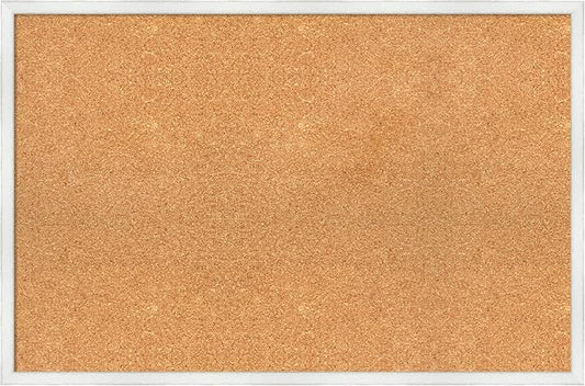 Amanti Art Natural Cork Board for Wall, 23x35 Vision Board with White Frame, Large Corkboard Office Decor for Home Organization, Country Rustic Corkboard Pinboard to Display Items for Home-DeskLoop Office