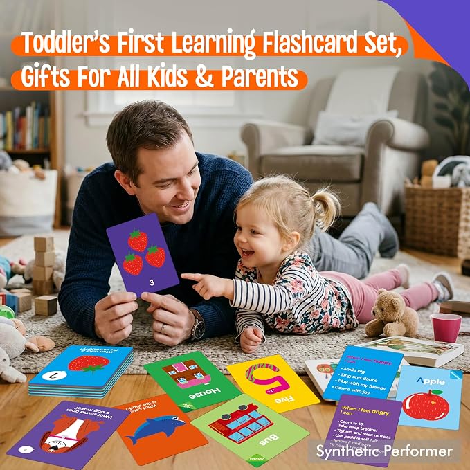 144 PCS Early Learning Flashcards, Double-Sided Cards—Alphabet, Home Objects - Image 7