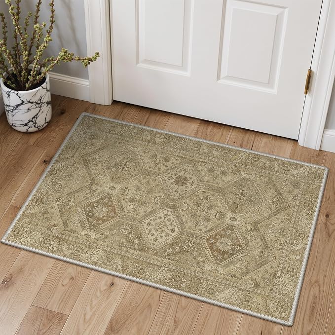 GENIMO Area Rug 2x3 Doormat, Machine Washable Low Pile Rugs, Small Retro by GENIMO