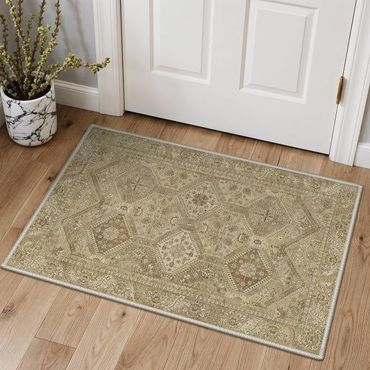 GENIMO Area Rug 2x3 Doormat, Machine Washable Low Pile Rugs, Small Retro by GENIMO