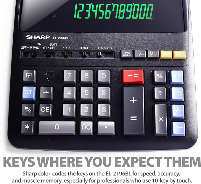 Sharp 12-Digit Print Calculator Desktop Size Adding Machine, Large Easy-to-Read - Image 4