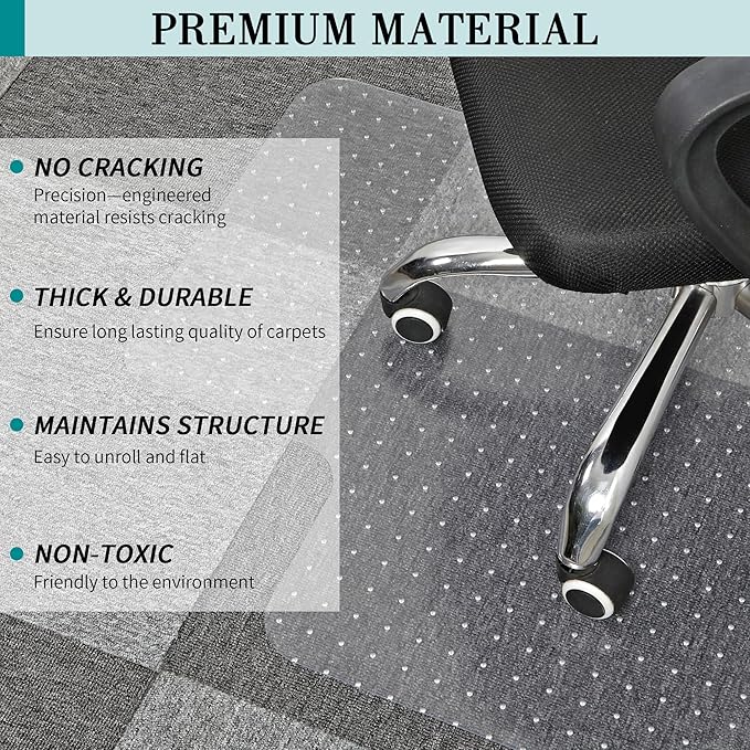 BesWin Office Chair Mat for Carpeted Floors, Easy Glide and Flat Without Curling - Image 5