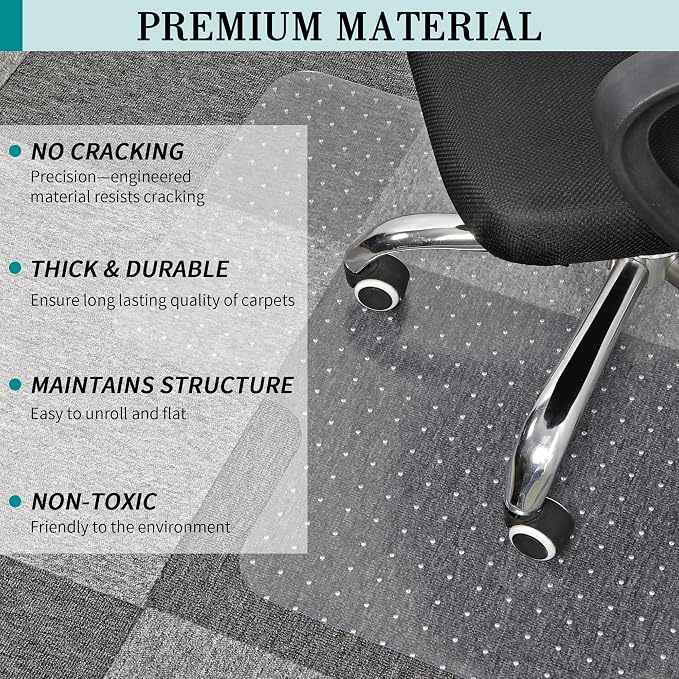 Office Chair Mat for Carpets, Thick and Sturdy Carpet Protector, Easy Glide and - Image 5
