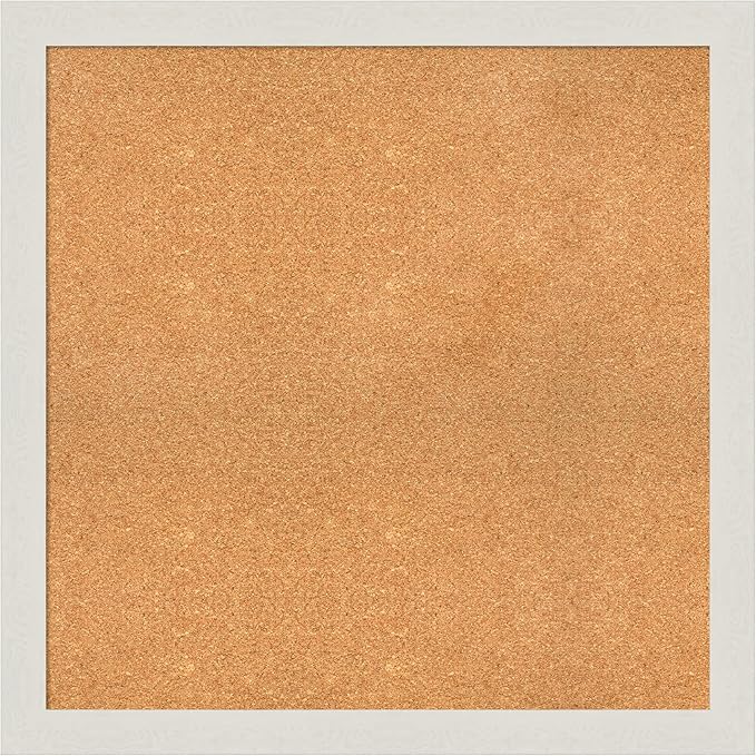 Amanti Art Natural Cork Board for Wall, 33x33 Vision Board with White Frame, Large Corkboard Office Decor for Home Organization, Country Rustic Corkboard Pinboard to Display Items for Home-DeskLoop Office