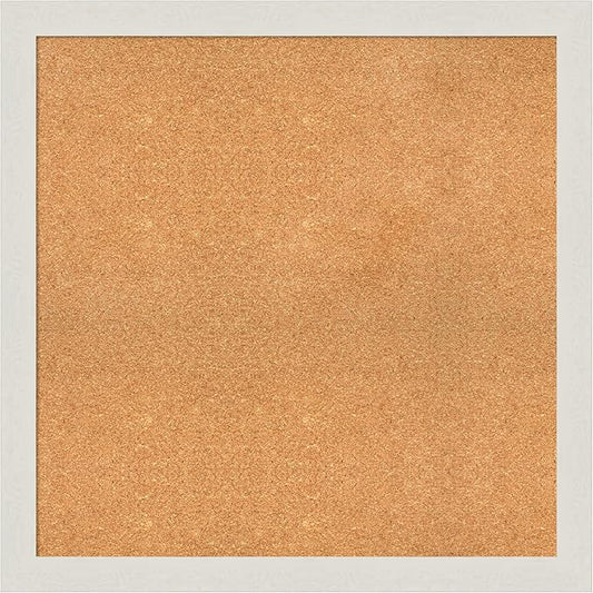 Amanti Art Natural Cork Board for Wall, 33x33 Vision Board with White Frame, Large Corkboard Office Decor for Home Organization, Country Rustic Corkboard Pinboard to Display Items for Home-DeskLoop Office