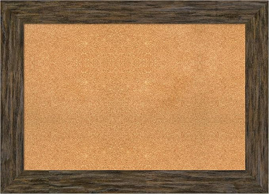 Amanti Art Natural Cork Board for Wall, 31x43 Vision Board with Brown Wood Frame, Large Corkboard Office Decor for Home Organization, Rustic Farmhouse Corkboard Pinboard to display items for home-DeskLoop Office