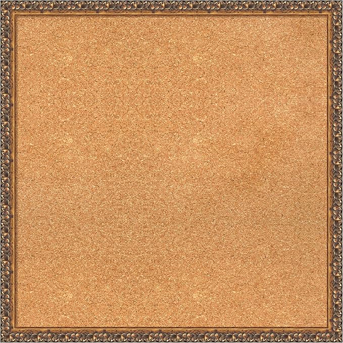 Amanti Art Natural Cork Board for Wall, 26x26 Vision Board with Bronze Frame, Medium Corkboard Office Decor for Home Organization, Traditional Corkboard Pinboard to Display Items for Home-DeskLoop Office