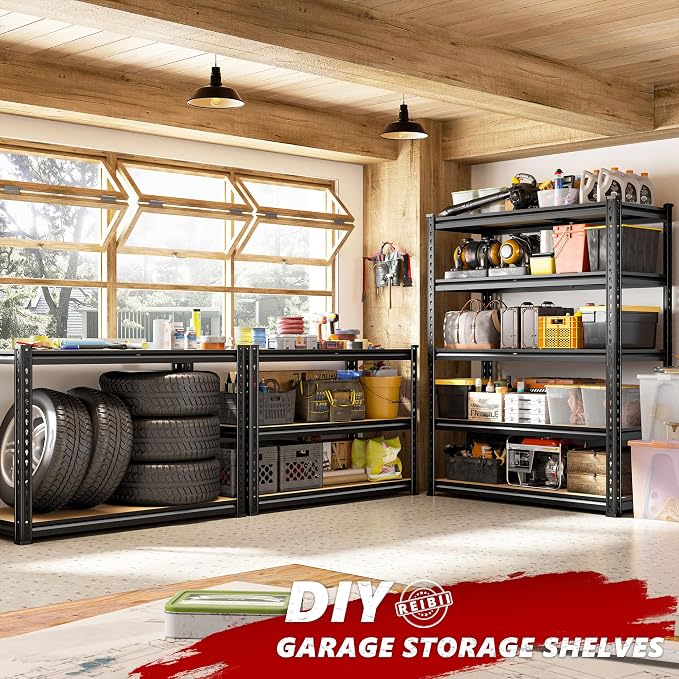 REIBII 2400LBS Garage Shelving Heavy Duty 5 Tier Storage Shelves Adjustable - Image 8