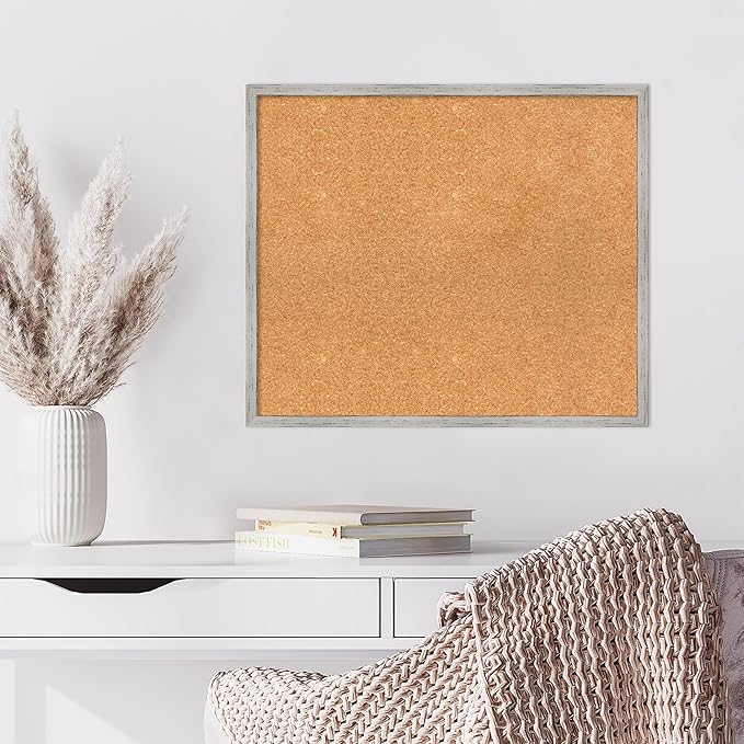 Amanti Art Natural Cork Board for Wall, 23x27 Vision Board with White Frame, Medium Corkboard Office Decor for Home Organization, Cottage Corkboard Pinboard to Display Items for Home Organization in-DeskLoop Office