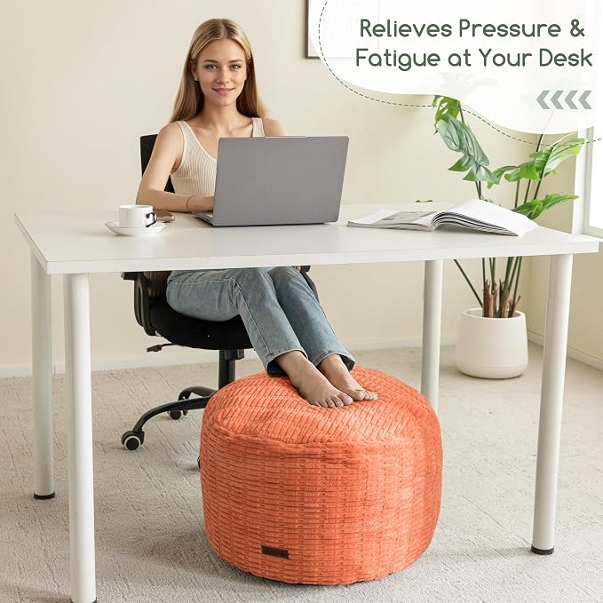 HIGOGOGO Pouf Ottoman Stuffed Round Modern Foam Filled Foot Rest Poufs - Image 3
